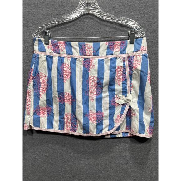 Lilly Pulitzer Jarvey Blue White Striped Turtle Bow Skort Womens Size 8 - Picture 1 of 13